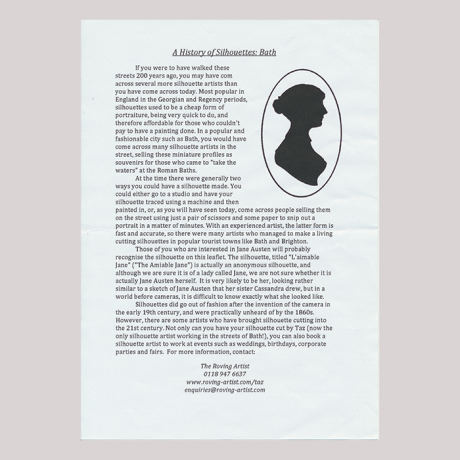 
        Long text with history of silhouette in Bath.